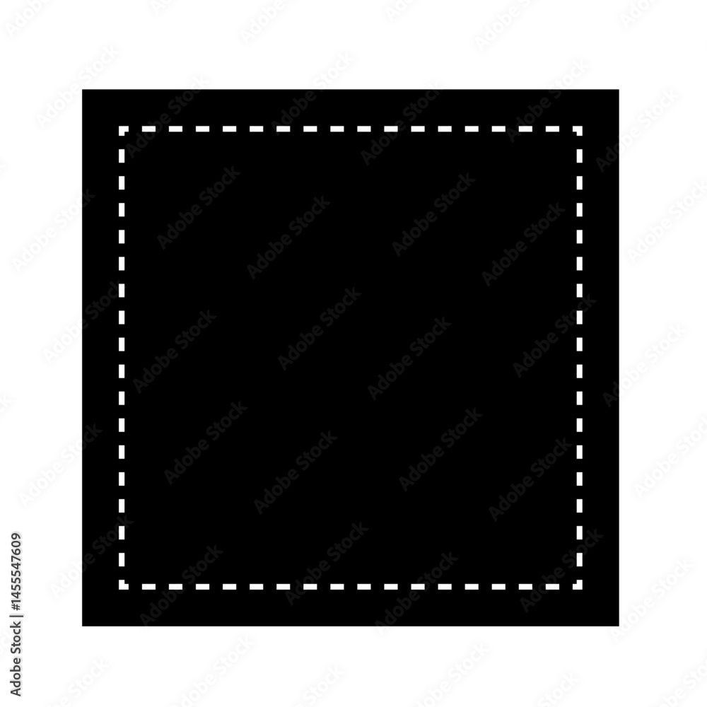 Poster dashed square icon. black rectangle symbol. border frame vector. minimal design element.