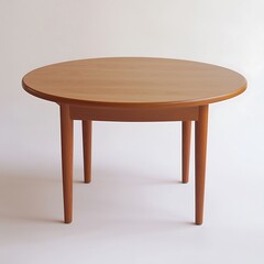 Wooden table with a round top and a wooden leg