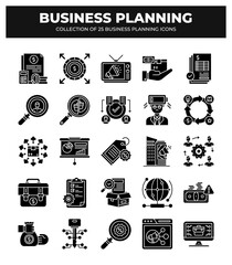 Collection of 25 Business Planning Icons: Strategy. Management. and Marketing