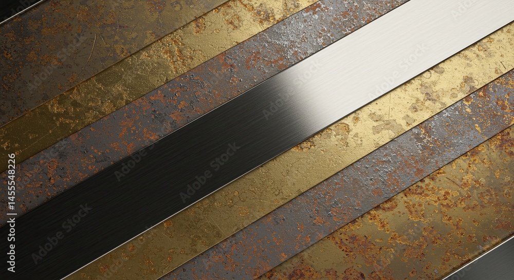 Poster A series of metal strips with a gold and black color scheme