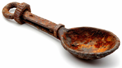 Rusty Spoon in isolated white