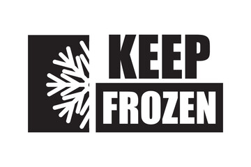 Keep frozen text. Snowflake left symbol. Bold black vector. Frozen warning label.