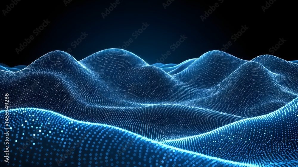 Aufkleber a mesmerizing digital landscape of undulating blue dots creates a captivating ocean-like effect. abs