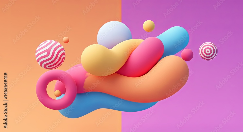 Aufkleber a colorful, abstract image of various shapes and sizes, including circles