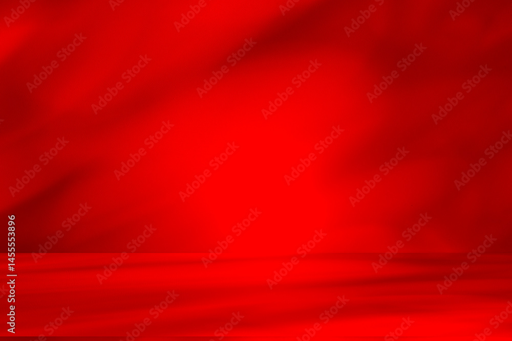 Fototapete Wall interior background, studio and backdrops show products.with shadow from window color Red background for text insertion and presentation product	
