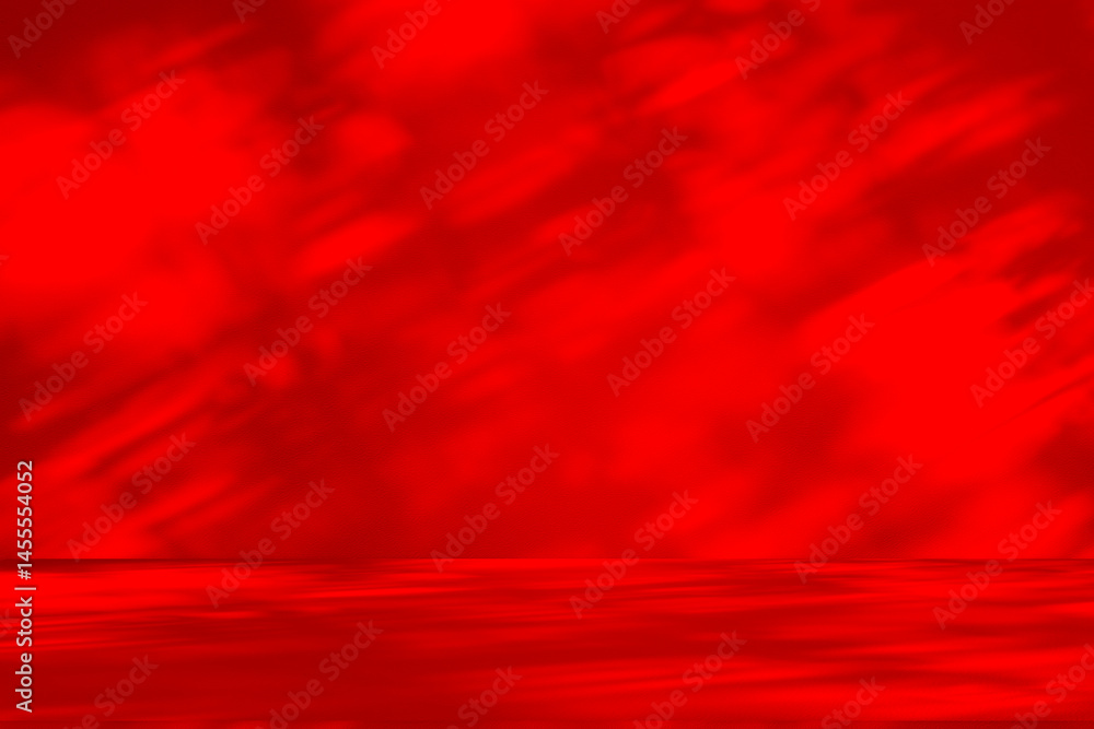 Aufkleber Wall interior background, studio and backdrops show products.with shadow from window color Red background for text insertion and presentation product	