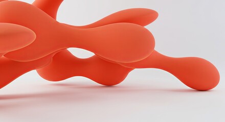 A series of orange blobs are arranged in a way that creates a sense of movement
