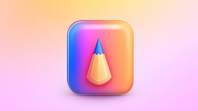 3 d pencil icon on colorful gradient button