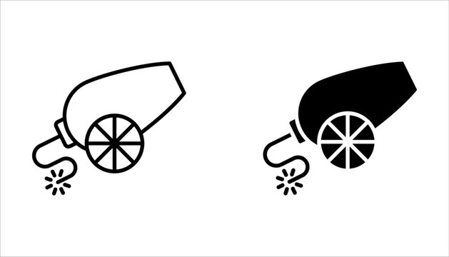 canon icon set, Linear canon icon from Army and war outline collection on white background