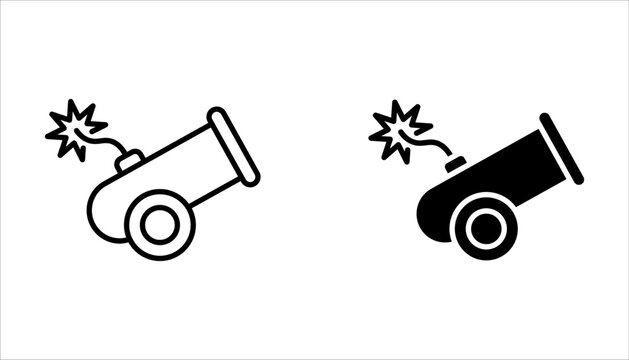 canon icon set, Linear canon icon from Army and war outline collection on white background