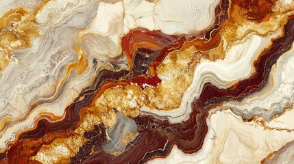 luxurious abstract marble mural with deep burgundy, gold, and cream tones, designed to evoke warmth and grandeur.