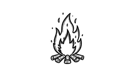 Hand-Drawn Campfire Illustration