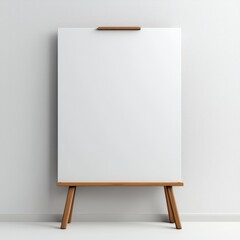 Blank Canvas on Wooden Easel in Minimalist Room Setting