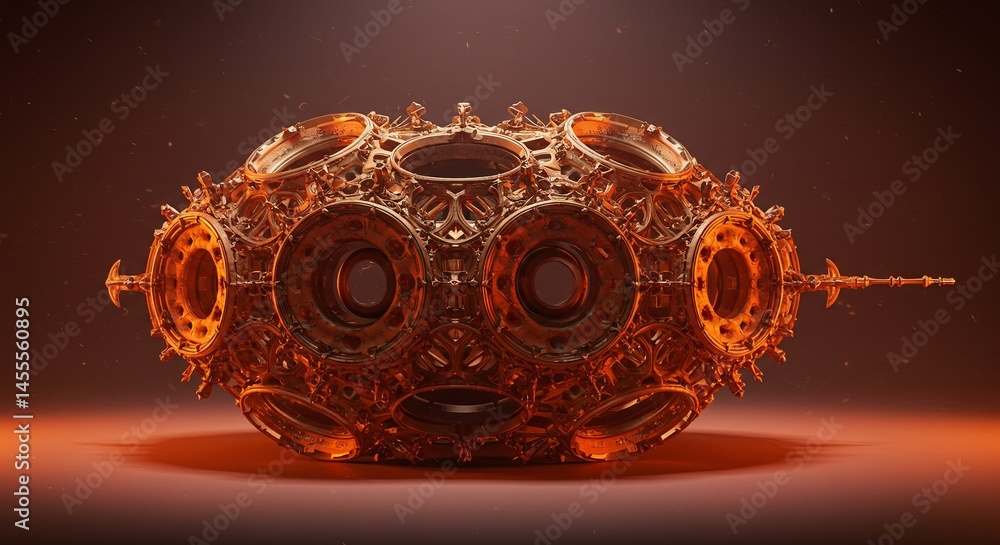 Poster a large, metallic object with many small holes and a shiny surface