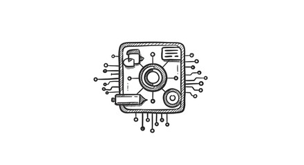 Hand Drawn Computer Chip Illustration