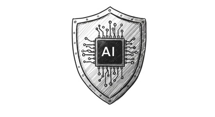 Naklejka premium AI Shield Artificial Intelligence Protection