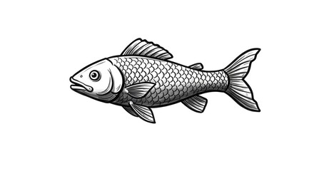 Fototapeta premium Detailed Fish Illustration on White Background
