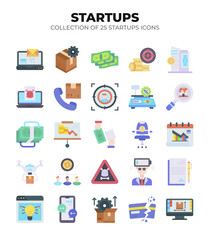 Collection of 25 Startup Icons. Business. Finance. and Technology