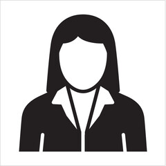 Business woman icon. Corporate female member profile avatar. Icon symbol suitable for employee, worker, account, office owner. Vector illustration