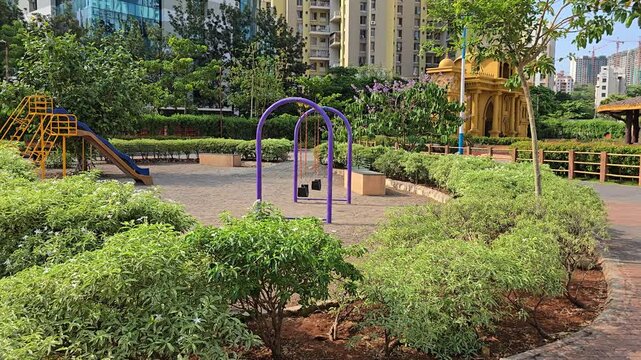 A modern exercise station designed for conducting outdoor workouts conveniently located in a park, sports equipment in the public park outdoors. India