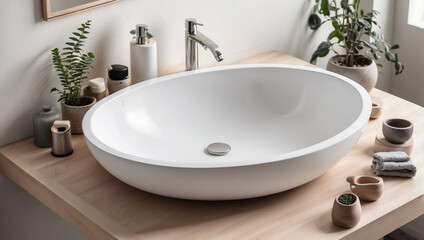 Top View of White Bathroom Sink for Modern Aesthetic