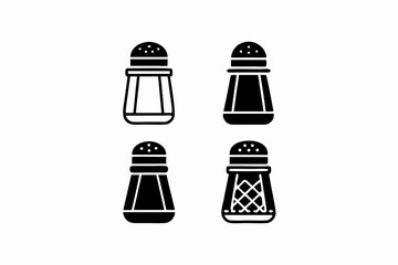 set of Salt Shaker icon vector silhouette illustration isolated on white background