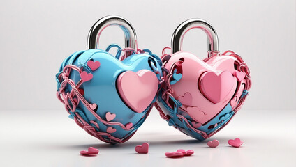 Artistic Intertwined Pink and Blue Heartshape for Romantic Decor