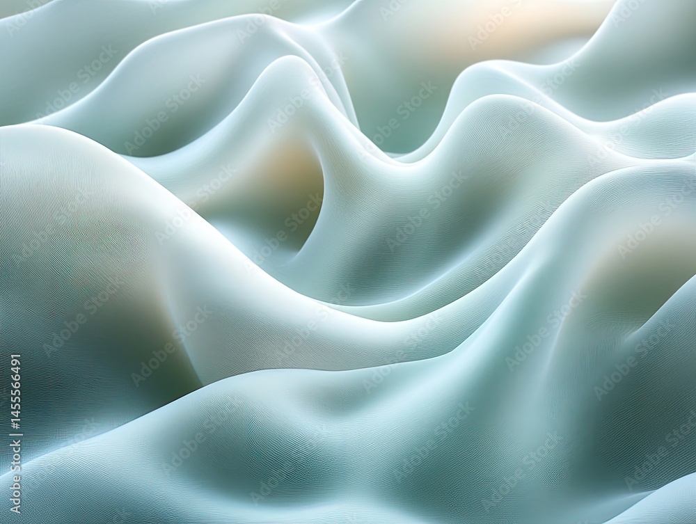 Poster subtle aqua and white fabric drapes gently, creating soft waves and shadows. it can be used as a min