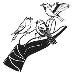 Naklejka premium bird on a hand