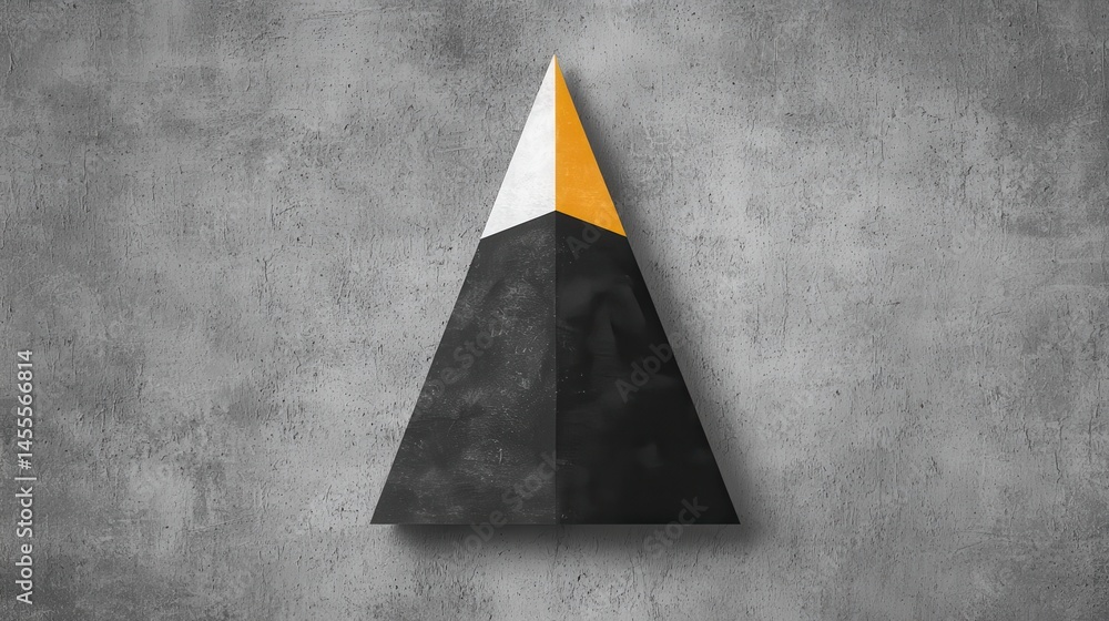 Poster abstract mountain shape with colorful peak on textured background
