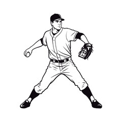 Vector Baseball Player Throwing Ball.
