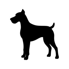 "Silhouette of a Dog Standing in Profile"