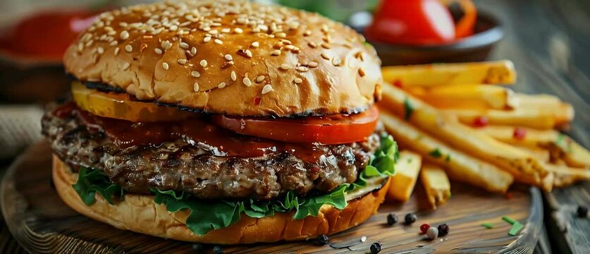 Classic combo of burger and fries