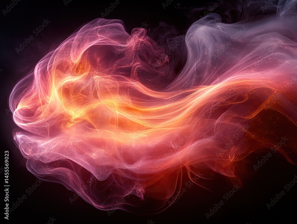 Aufkleber abstract image of flowing energy with wispy tendrils on black. use as a background or visual for con