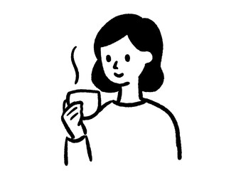 お茶を飲むリラックスする若い女性
