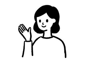 案内をする若い女性のイラスト
