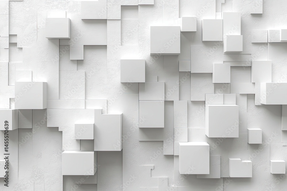 Poster white geometric cube pattern with a modern and minimalist aesthetic. use as an abstract background f