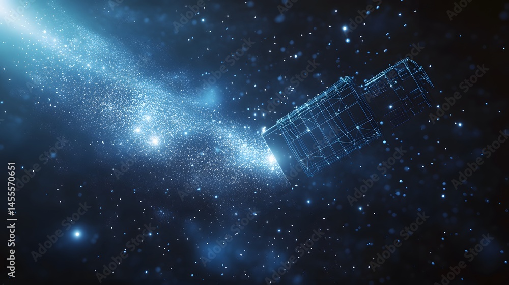 Aufkleber futuristic spacecraft amid stardust, bathed in celestial light. conceptual technology meets artistic