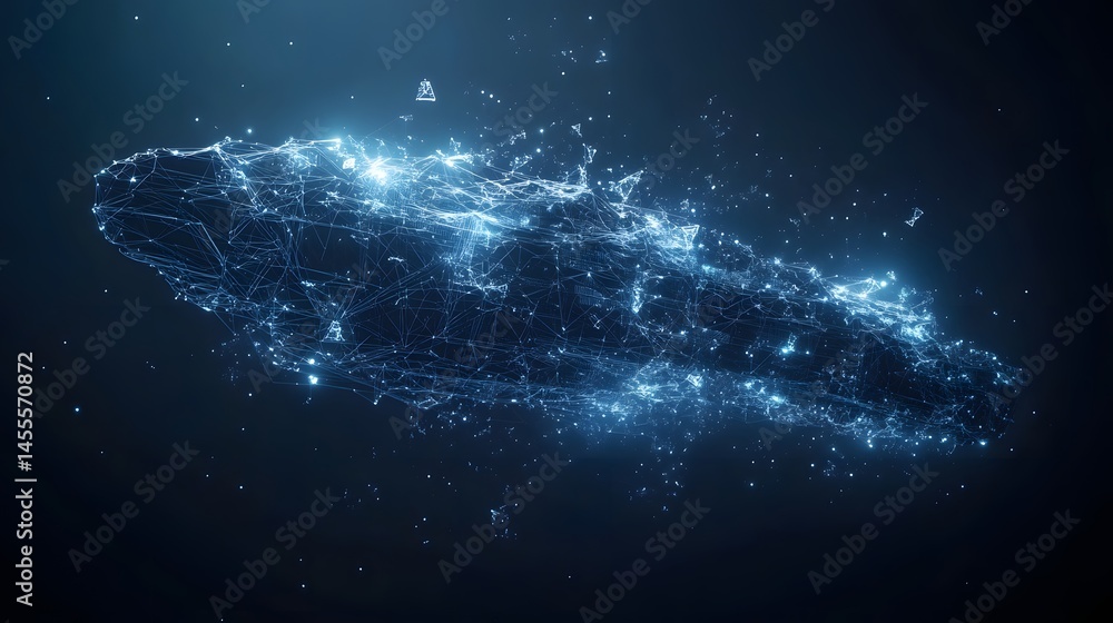 Leinwandbilder futuristic luminous network floats in deep blue. a complex, glowing web suggests advanced technology