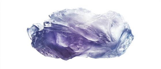 Fototapeta premium Frozen Water Piece on White Background with Light and Shadow Displaying Texture and Details