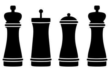 set of Pepper Grinder vector silhouette illustration isolated on white background