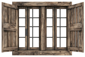 Aged wooden window with shutters