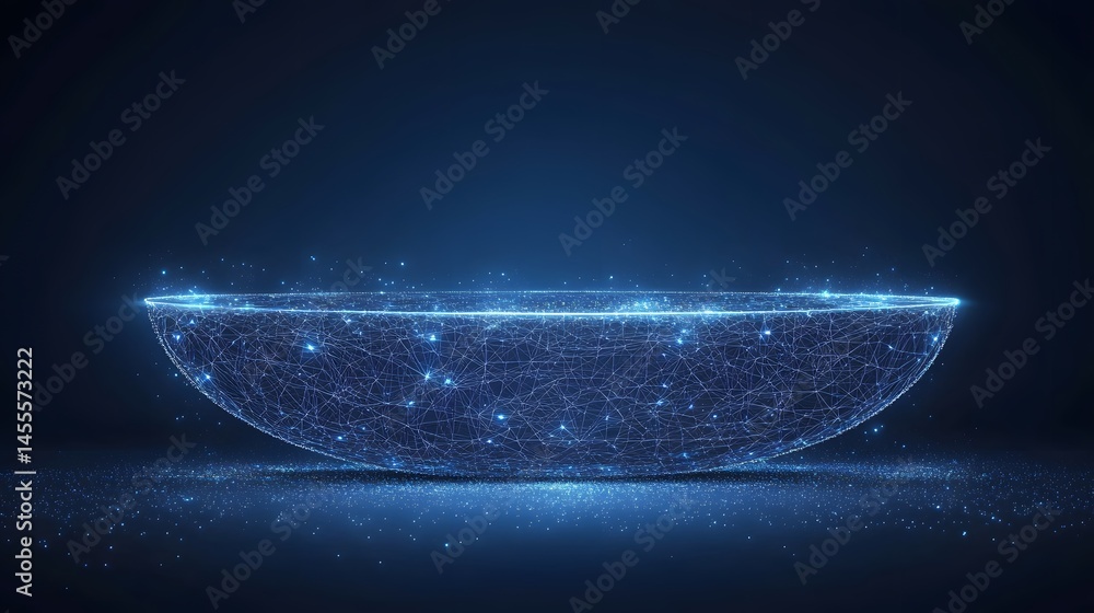 Aufkleber luminous blue network. energy field of glowing dots and lines against a dark blue gradient. abstract