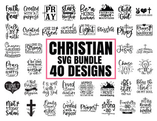 Christian svg bundle, Religious svg, Scripture svg, Bible Verse svg, Blessed svg, Jesus Svg, God Svg, Faith svg, Cut Files for Cricut Art & Illustration
