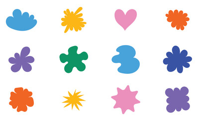 Hand drawn stars set, badges, stickers, geometric figures - abstract background elements for branding, design elements, prints and social media posts. Vector     