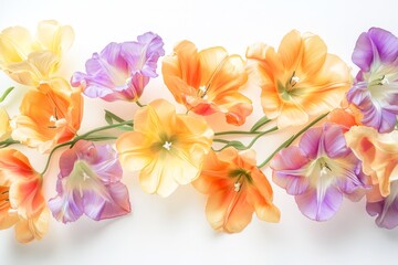 Arrangement of pastel-toned artificial flowers.