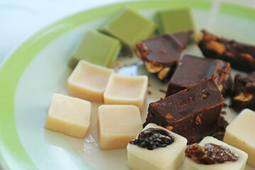 Cocoa butter, pale yellow edible fat extracted from cocoa bean, a major ingredient of various types of chocolates