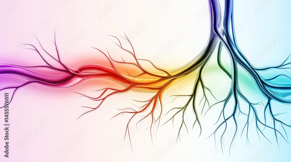 Poster abstract colorful interconnected branches on light background for vibrant design