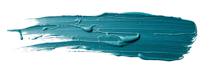 teal paint stroke isolated on white background