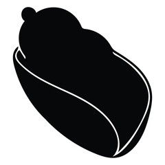 Hot Dog in Bun Silhouette Illustration